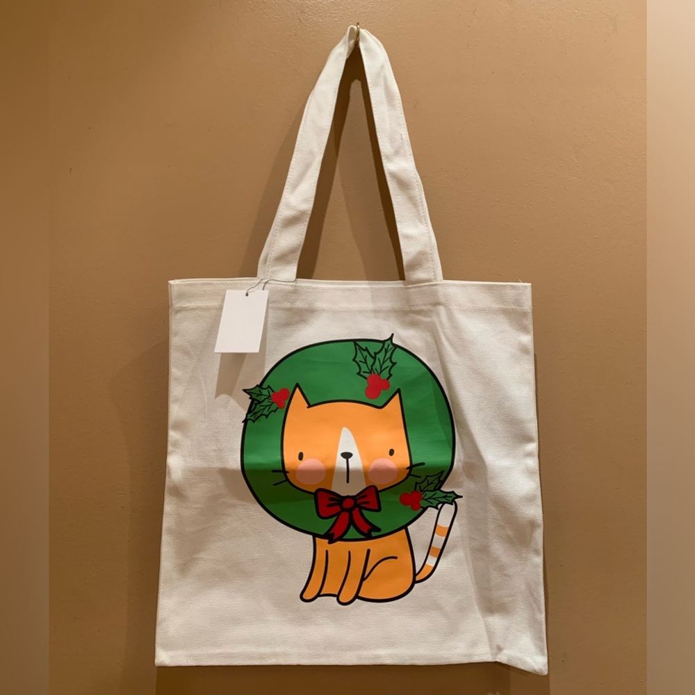 Forever 21 Christmas Cat Tote Bag Size 14x14 NWT